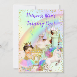 Magic Rainbow Princess Castle Carriage Unicorn Inbjudningar