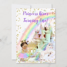 Magic Rainbow Princess Castle Carriage Unicorn Inbjudningar