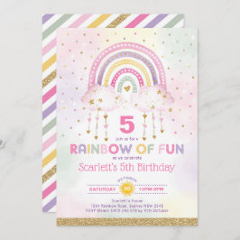 Magic Rainbow Rosa Guld Clouds Girls Birthday Inbjudningar
