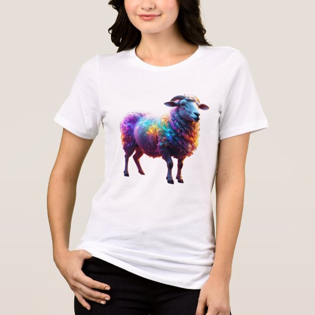 "Magic Rainbow Sheep Art T Shirt (Framsida)