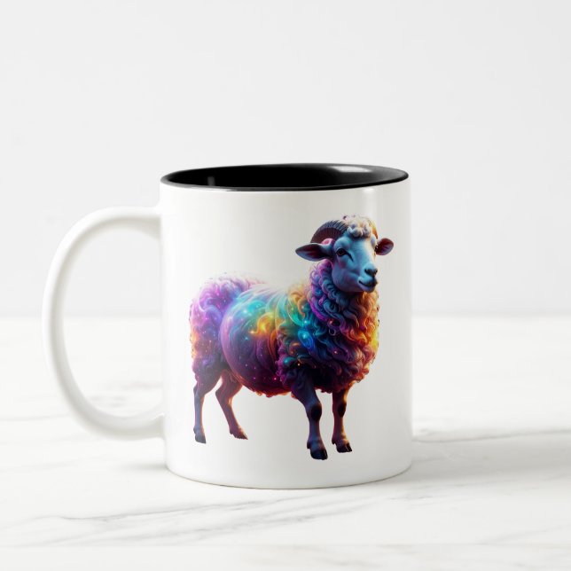 "Magic Rainbow Sheep Art Två-Tonad Mugg (Vänster)