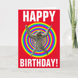 Magic Rainbow Sloth Birthday Kort