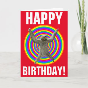 Magic Rainbow Sloth Birthday Kort