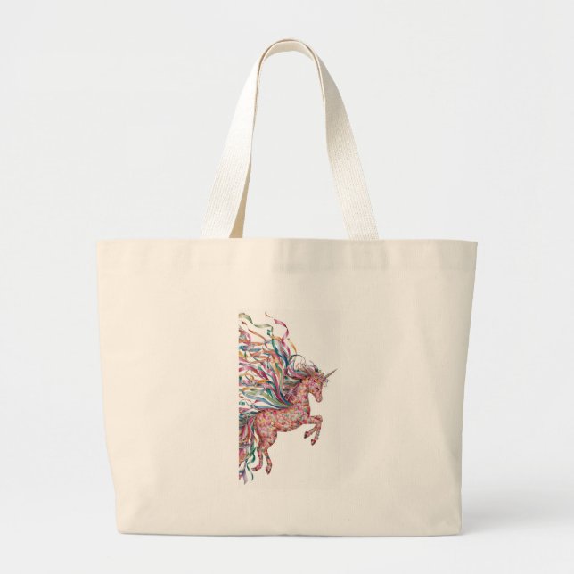 Magic Rainbow Unicorn - Artistic Tote Bag Jumbo Tygkasse (Framsidan)