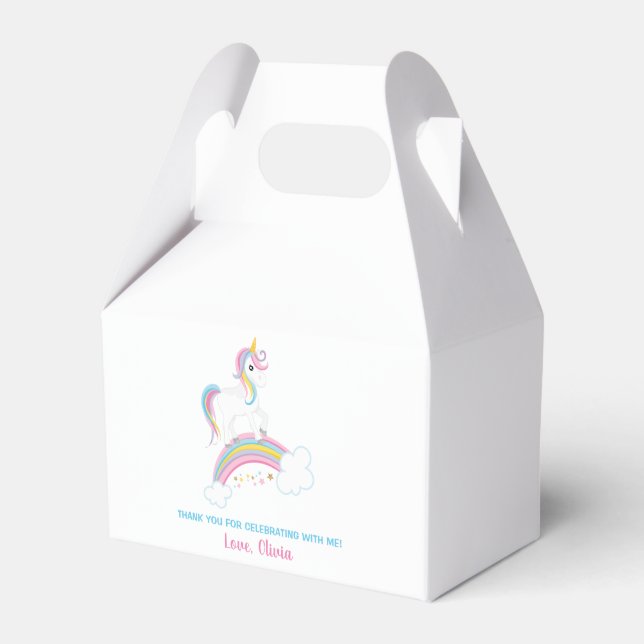 Magic Rainbow Unicorn Birthday Presentaskar (Framsidan Sidan)