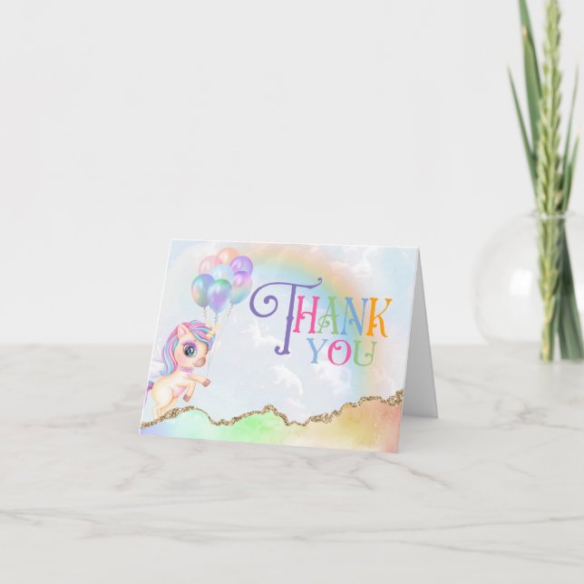 Magic Rainbow Unicorn Birthday Tack Kort (Framsida)