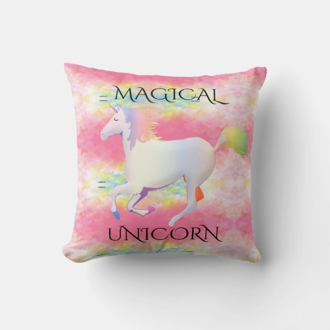 Magic Rainbow Unicorn dekorativ kudde. Kudde (Framsida)