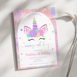Magic Rainbow Unicorn Födelsedagsfest inbjudan