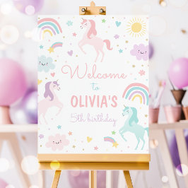 Magic Rainbow Unicorn Födelsedagsfest Välkommen Poster