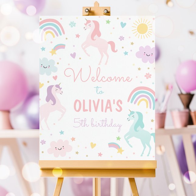 Magic Rainbow Unicorn Födelsedagsfest Välkommen Poster (Skapare uppladdad)