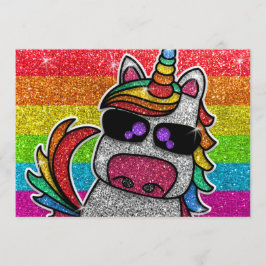 Magic Rainbow Unicorn Glitter Whimsical Birthday Inbjudningar