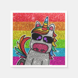 Magic Rainbow Unicorn Glitter Whimsical Birthday Pappersservett