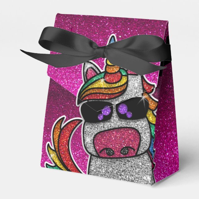 Magic Rainbow Unicorn Glitter Whimsical Birthday Presentaskar (Framsidan Sidan)