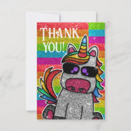 Magic Rainbow Unicorn Glitter Whimsical Birthday Tack Kort