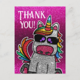 Magic Rainbow Unicorn Glitter Whimsical Birthday Vykort
