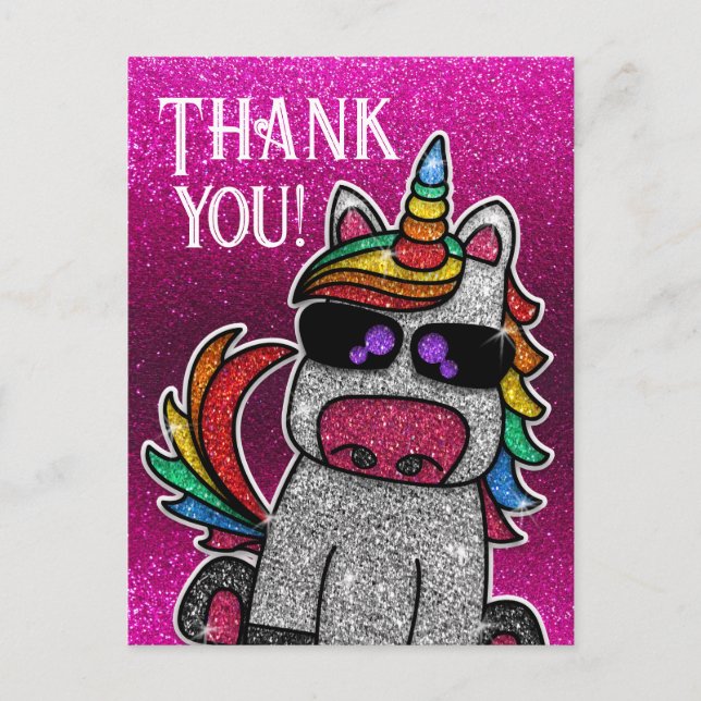Magic Rainbow Unicorn Glitter Whimsical Birthday Vykort (Framsida)