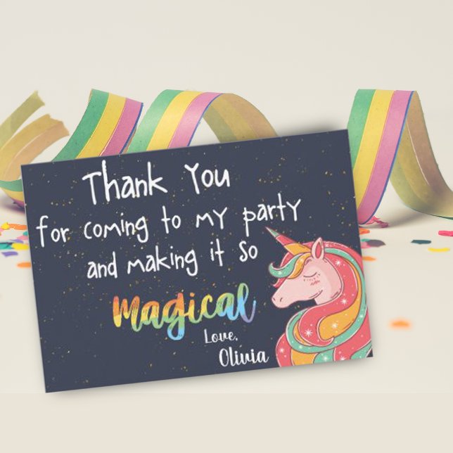Magic Rainbow Unicorn Gnistra Birthday Tack Kort (Magical Rainbow Unicorn Sparkle Birthday Thank You Card)