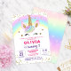 Magic Rainbow Unicorn Guld Glitter Girl Birthday Inbjudningar (Skapare uppladdad)