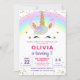 Magic Rainbow Unicorn Guld Glitter Girl Birthday Inbjudningar (Front)