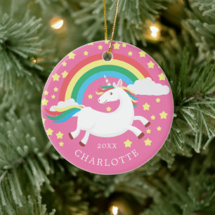 Magic Rainbow Unicorn-julprydnad Julgransprydnad Keramik