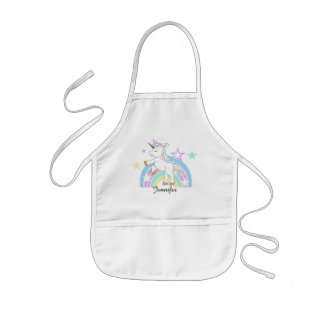 Magic Rainbow 🦄 Unicorn med DIY Namn Barnförkläde