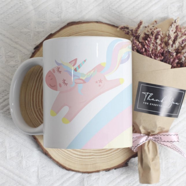 Magic Rainbow Unicorn Monogram Kaffemugg (Skapare uppladdad)