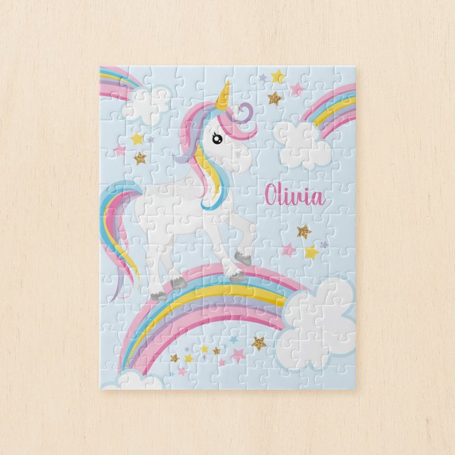 Magic Rainbow Unicorn Personlig Kids Pussel (Skapare uppladdad)