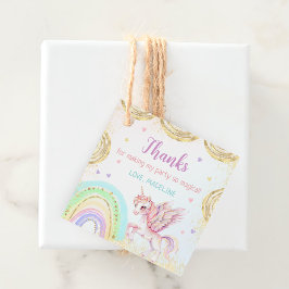 Magic Rainbow Unicorn Rosa Guld Födelsedagsfest Gåvor Etiketter