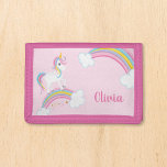 Magic Rainbow Unicorn Rosa Personlig Girls<br><div class="desc">En söt Unicorn-plånbok med stjärnor och regnbåge på ljus rosa bakgrund. Anpassa med namn för att ge en roligt till en liten flicka.</div>