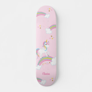 Magic Rainbow Unicorn Rosa Personlig Mini Skateboard Bräda 18,5 Cm