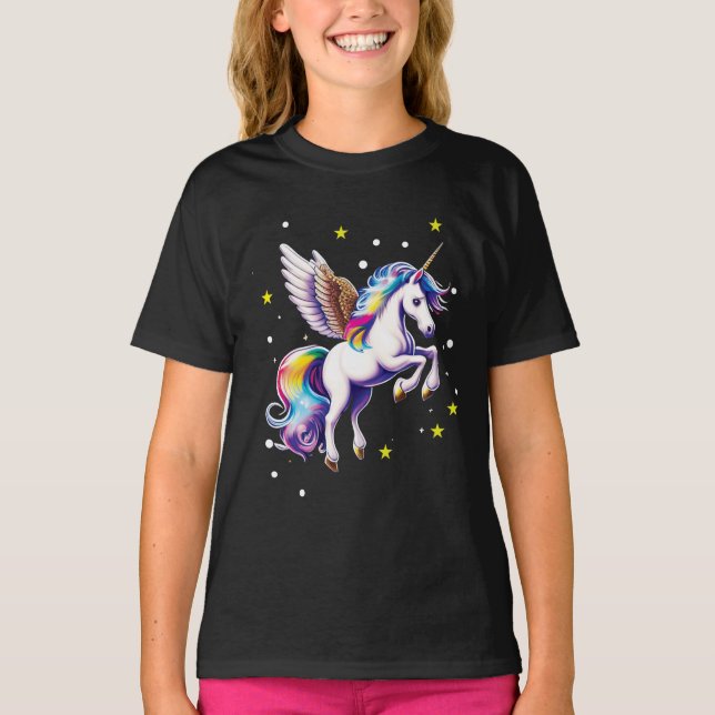 Magic Rainbow Unicorn T Shirt (Framsida)