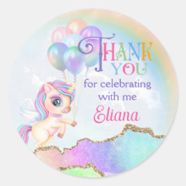 Magic Rainbow Unicorn Tack Runt Klistermärke
