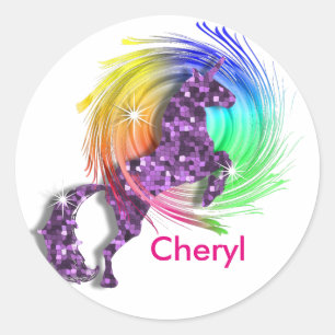 Magic Rainbow Unicorn ThBäste Runt Klistermärke