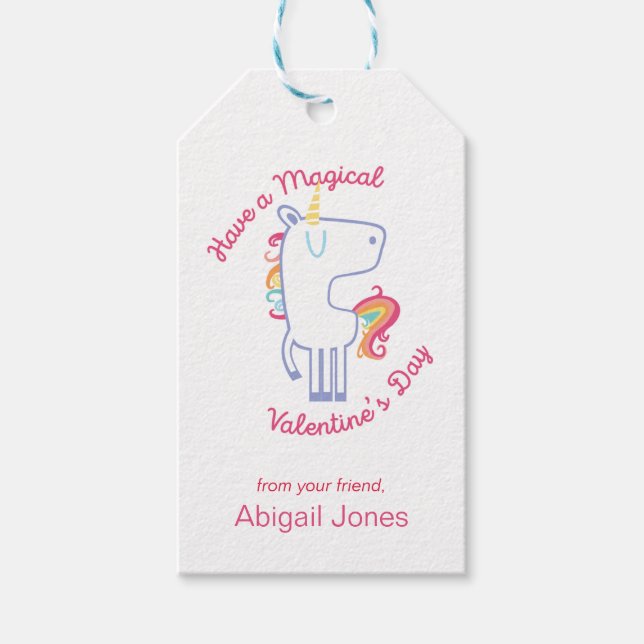 Magic Rainbow Unicorn Valentine Day Presentetikett (Framsidan)