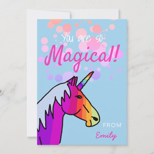 Magic Rainbow Unicorn Valentine's day Card Julkort (Framsida)