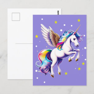 Magic Rainbow Unicorn-vykort Vykort
