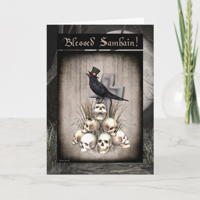 Magic Raven and Döskallars Samhain Blank Card Kort (Framsida)
