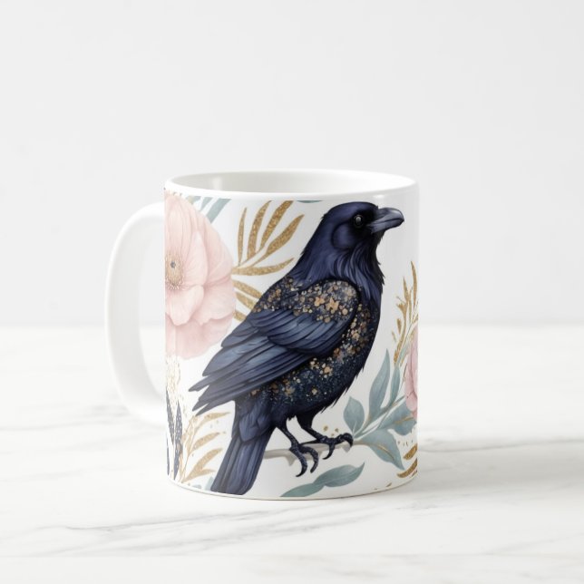 Magic Raven och Blommigt Elegance Kaffemugg (Framsida vänster)