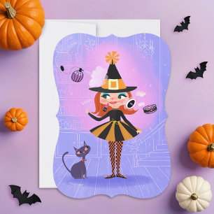 Magic Red Hair Witch Lavender & Rosa DIY Blank Inbjudningar