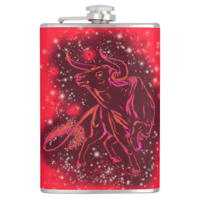 Magic Red Neon Bull Running - Fantastisk Starry Ni Fickplunta (Framsidan)