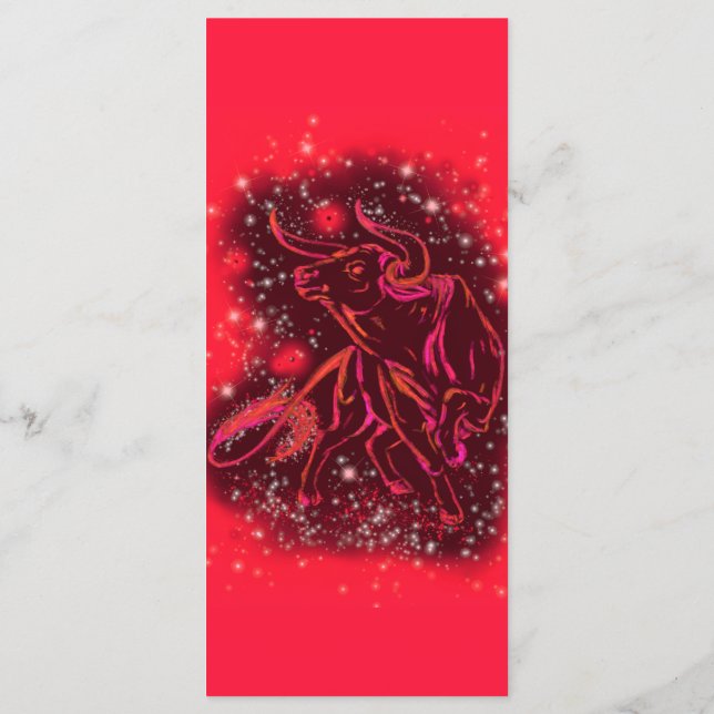 Magic Red Neon Bull Running - Fantastisk Starry Ni Meny (Baksida)