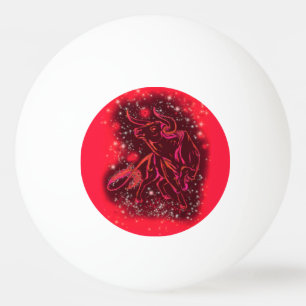 Magic Red Neon Bull Running - Fantastisk Starry Ni Pingisboll