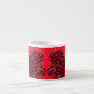 Magic Red Neon Bulls Runing Fantastisk Starry Natt Espressomugg
