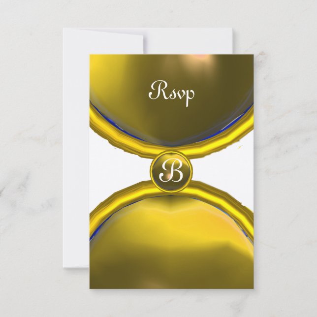MAGIC RINGAR ,MONOGRAM osa Gem gult champagne Inbjudningar (Framsida)