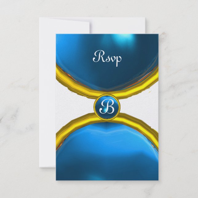 MAGIC RINGAR,MONOGRAM osa glemblått is Inbjudningar (Framsida)