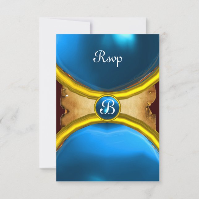 MAGIC RINGAR ,MONOGRAM parchemblått osa Inbjudningar (Framsida)
