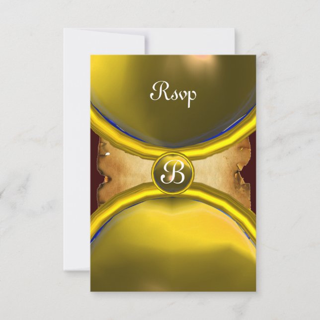 MAGIC RINGAR,MONOGRAM parchment osa gem gult Inbjudningar (Framsida)