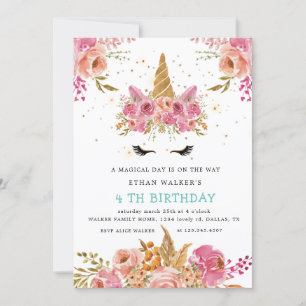Magic ro Unicorn Birthday-inbjudan Inbjudningar