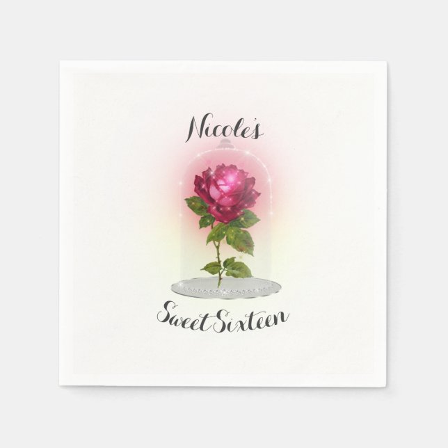 Magic Röd ros Födelsedagsfest Pappersservett (Framsidan)