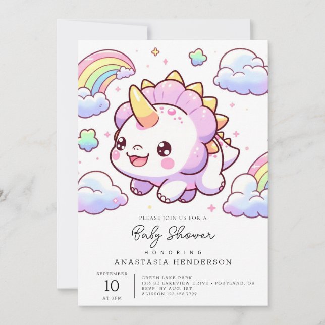 Magic Roligt Dinosaur Baby Shower Inbjudningar (Framsida)